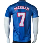 England Beckham 7 Retro Blue Away Jersey back view