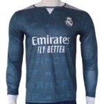 Real Madrid 2024-25 Third Kit Long Sleeve Jersey – Teal Blue/Navy RMCF Pattern