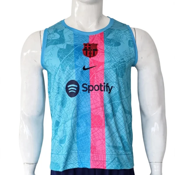 FC Barcelona 2023-24 Training Sleeveless Tank Top – Light Blue Map Graphic Edition