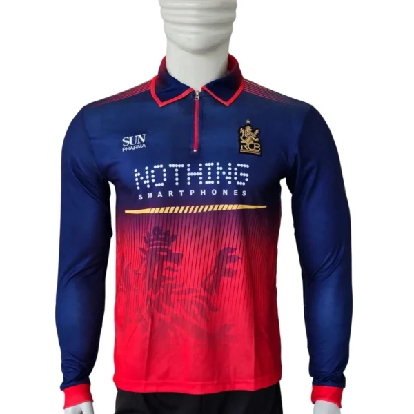 RCB Collar Zip blue #18 Full Sleeve Jersey