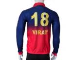 RCB Collar Zip blue #18 Full Sleeve Jersey back view