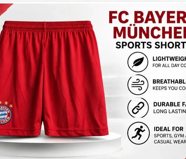 Bayern Munich Red Football Shorts side view