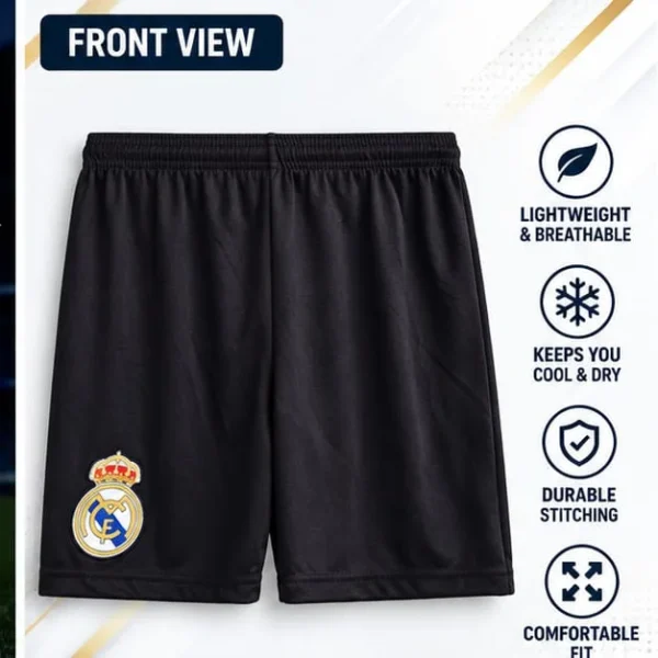 Real Madrid Black Football Shorts