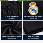Real Madrid Black Football Shorts side view