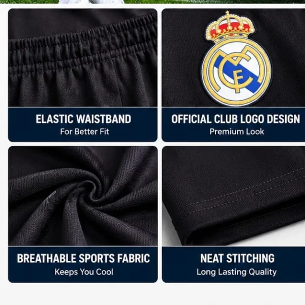 Real Madrid Black Football Shorts side view
