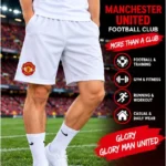 Manchester United White Football Shorts Back view