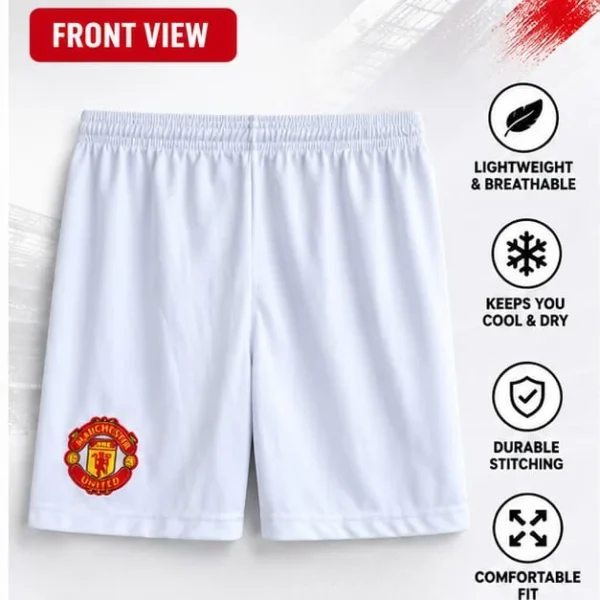 Manchester United White Football Shorts