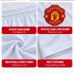 Manchester United White Football Shorts side view