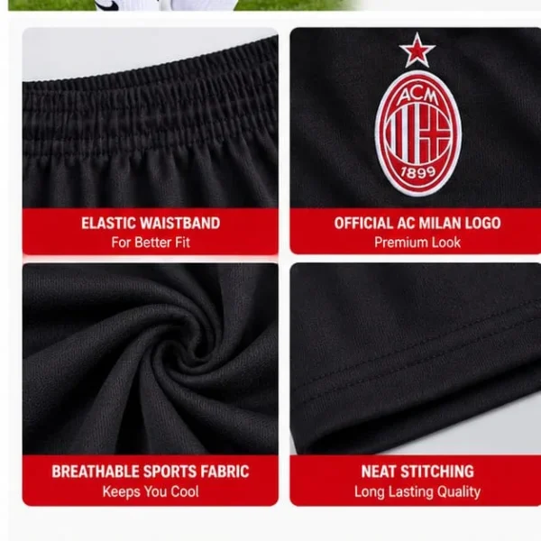 AC Milan Black Football Shorts side view