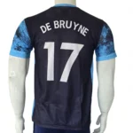 Man City Away Navy Blue & Sky Blue Jersey back view