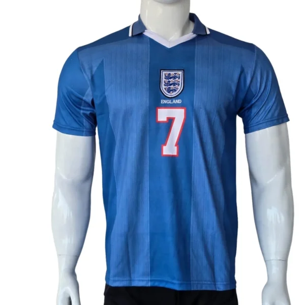 England 2002 Beckham 7 Blue Football Jersey