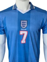 England 2002 Beckham 7 Blue Football Jersey side view