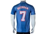 England 2002 Beckham 7 Blue Football Jersey back view