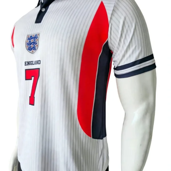 England 2002 World Cup Beckam Retro Jersey side view