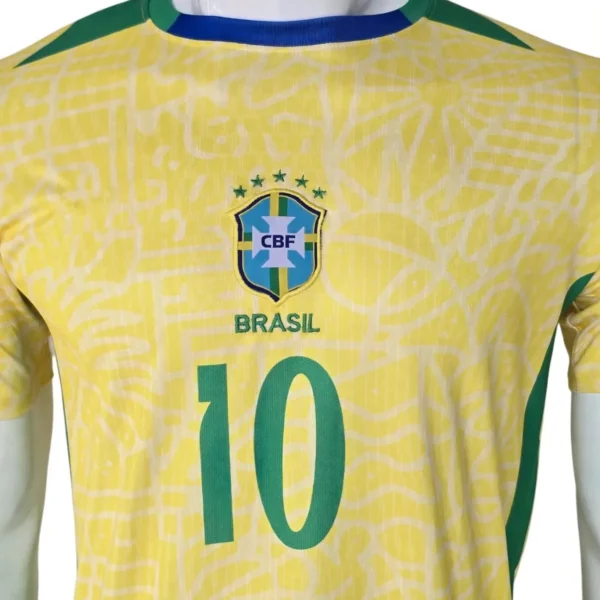 Brazil #10 Neymar Football Jersey side view
