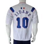 France Zidane #10 White Retro Jersey back view