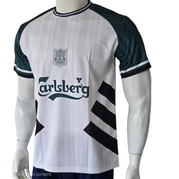 Liverpool 1995/96 Black # White Retro Jersey side view