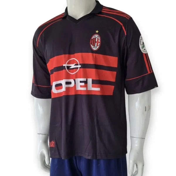AC Milan Opel Black Retro Football Jersey side view