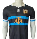 Argentina #9 Black & Blue Retro Jersey side view
